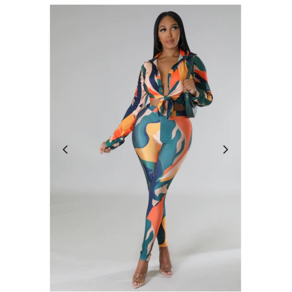 Abstract print legging set